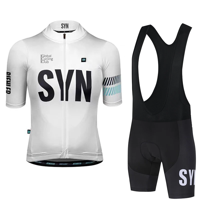 Cycling Community - SYN メンズサイクリングジャージ 夏用ロードバイクサイクリングスポーツシャツ サイクリングビブ MTB 吸汗速乾サイクリングショートセット