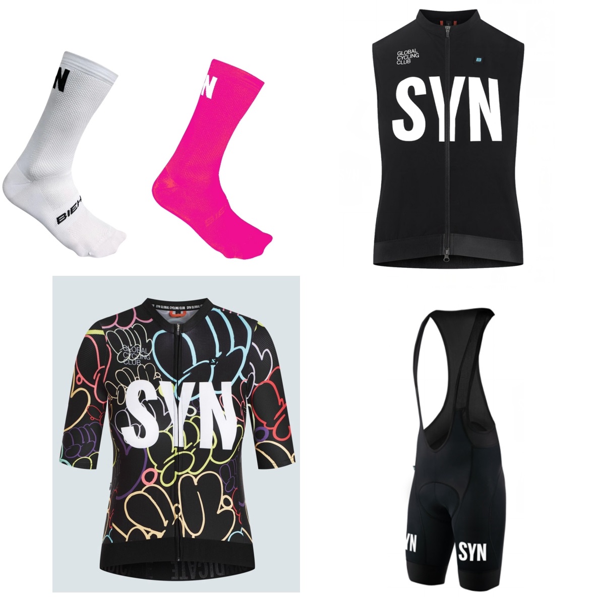 SYN レディース半袖白サイクリングジャージと黒/赤/緑のボ - Cycling Community のレビューと価格